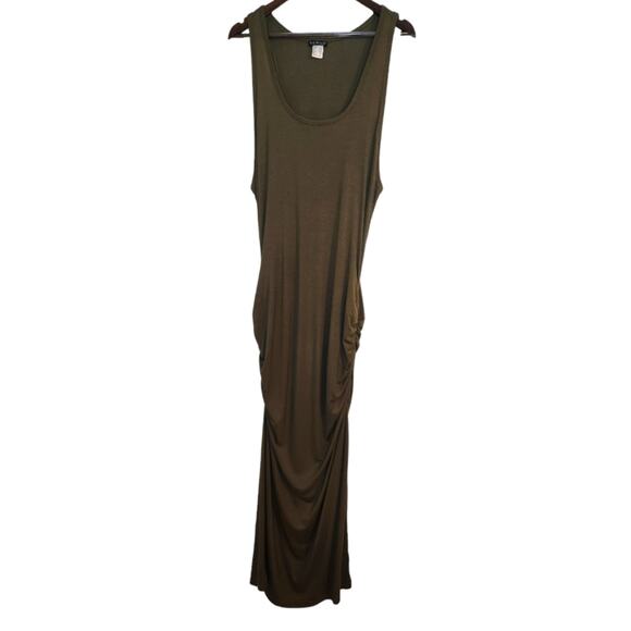 Venus Ruched Tank Maxi Dress Green 1X - Picture 1 of 8